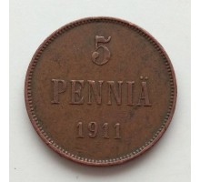 Русская Финляндия 5 пенни 1911 (1227)