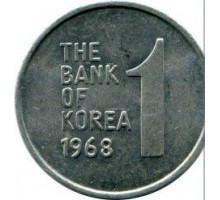 Южная Корея 1 вона 1968-1982