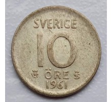 Швеция 10 эре 1961 серебро