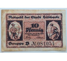 Германия 10 пфеннигов 1920 Lubbecke Нотгельд