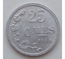 Люксембург 25 сантимов 1954
