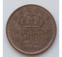 Бельгия 20 сантимов 1954 Belgie