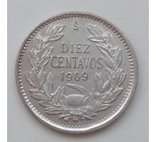 Чили 10 сентаво 1909 серебро