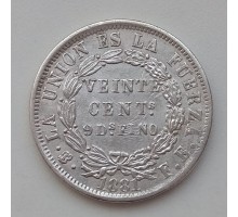 Боливия 20 сентаво 1881 серебро