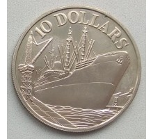 Сингапур 10 долларов 1976-1977. 10 лет Независимости серебро