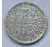 Индия (британская) 1/4 рупии 1943 серебро