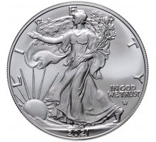 США 1 доллар 2021. Шагающая свобода (Орел с дубовой веткой) серебро