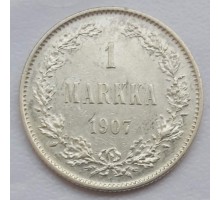 Русская Финляндия 1 марка 1907 серебро