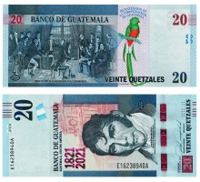 Гватемала 20 кетцаль 2020 (2021). 200 лет независимости