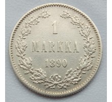 Русская Финляндия 1 марка 1890 серебро