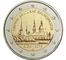 Латвия 2 евро 2014. Рига - культурная столица Европы 2014