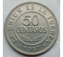 Боливия 50 сентаво 1987-2008