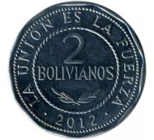 Боливия 2 боливиано 2010-2012