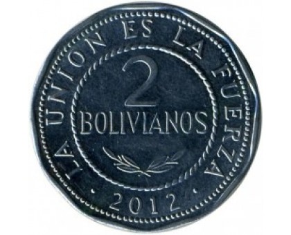 Боливия 2 боливиано 2010-2012