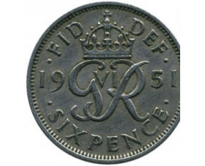 Великобритания 6 пенсов 1951