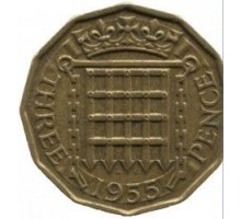 Великобритания 3 пенса 1955