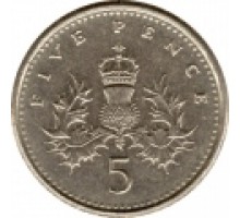 Великобритания 5 пенсов 1990-1997
