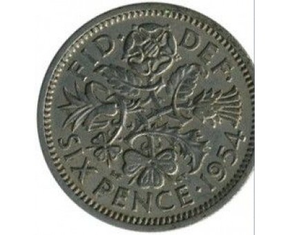 Великобритания 6 пенсов 1954