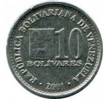 Венесуэла 10 боливаров 2001-2004