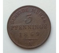 Германия (Пруссия) 3 пфеннига 1869