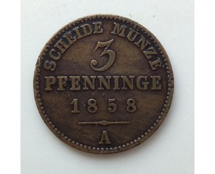 Германия (Пруссия) 3 пфеннига 1858