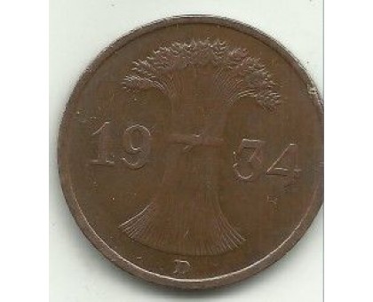 Германия 1 пфенниг 1934 D