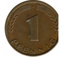 Германия 1 пфенниг 1950 - 2001