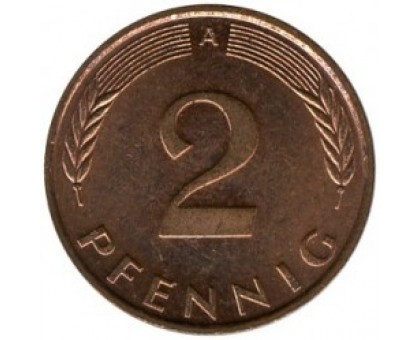 Германия 2 пфеннига 1968 - 2001