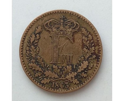 Дания 1 скиллинг 1863