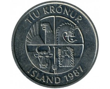 Исландия 10 крон 1984-1994