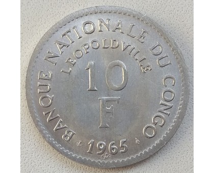 Конго 10 франков 1965
