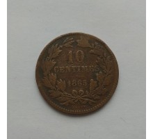 Люксембург 10 сантимов 1865 А