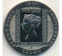 Остров Мэн 1 крона 1990. 150 лет первой почтовой марке "Чёрный пенни"