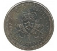 Остров Мэн 1 крона 1977. 25 лет правления Королевы Елизаветы II (герб)