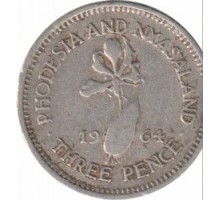 Родезия и Ньясаленд 3 пенса 1955-1964