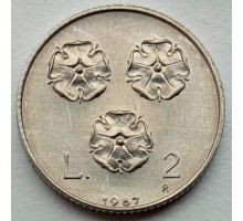 Сан-Марино 2 лиры 1987. 15 лет возобновлению чеканке монет
