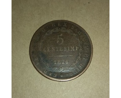 Сардиния 5 чентезимо 1826