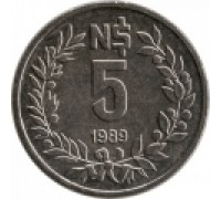 Уругвай 5 новых песо 1989
