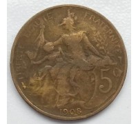 Франция 5 сантимов 1908