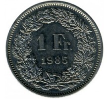 Швейцария 1 франк 1968-2021