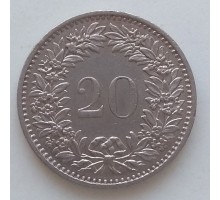 Швейцария 20 раппен 1968-2017