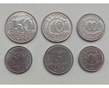 Бразилия 1992-1994. Набор 6 монет. Животные