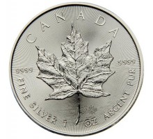Канада 5 долларов 2016. Кленовый лист. Серебро