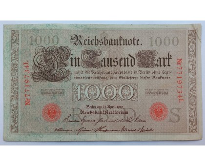 Германия 1000 марок 1910 (красная печать)