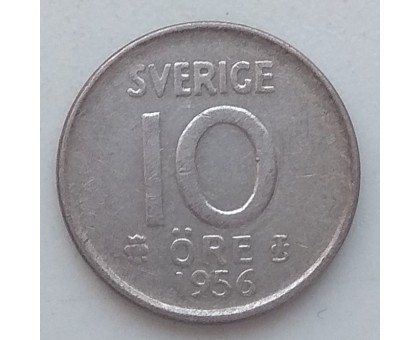 Швеция 10 эре 1956 серебро