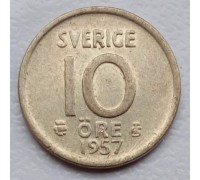 Швеция 10 эре 1957 серебро