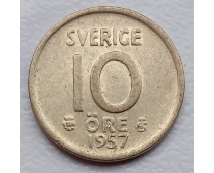 Швеция 10 эре 1957 серебро