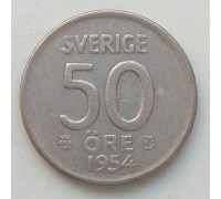 Швеция 50 эре 1954 серебро