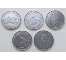 Уганда 100 шиллингов 2004. Обезьяны. Набор 6 шт.