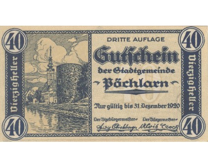 Австрия 40 геллеров 1920 Pachlarn Нотгельд